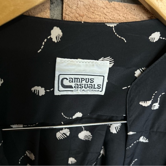 Vintage Campus Casuals of California Black & White Abstract Open Jacket - Picture 2 of 5